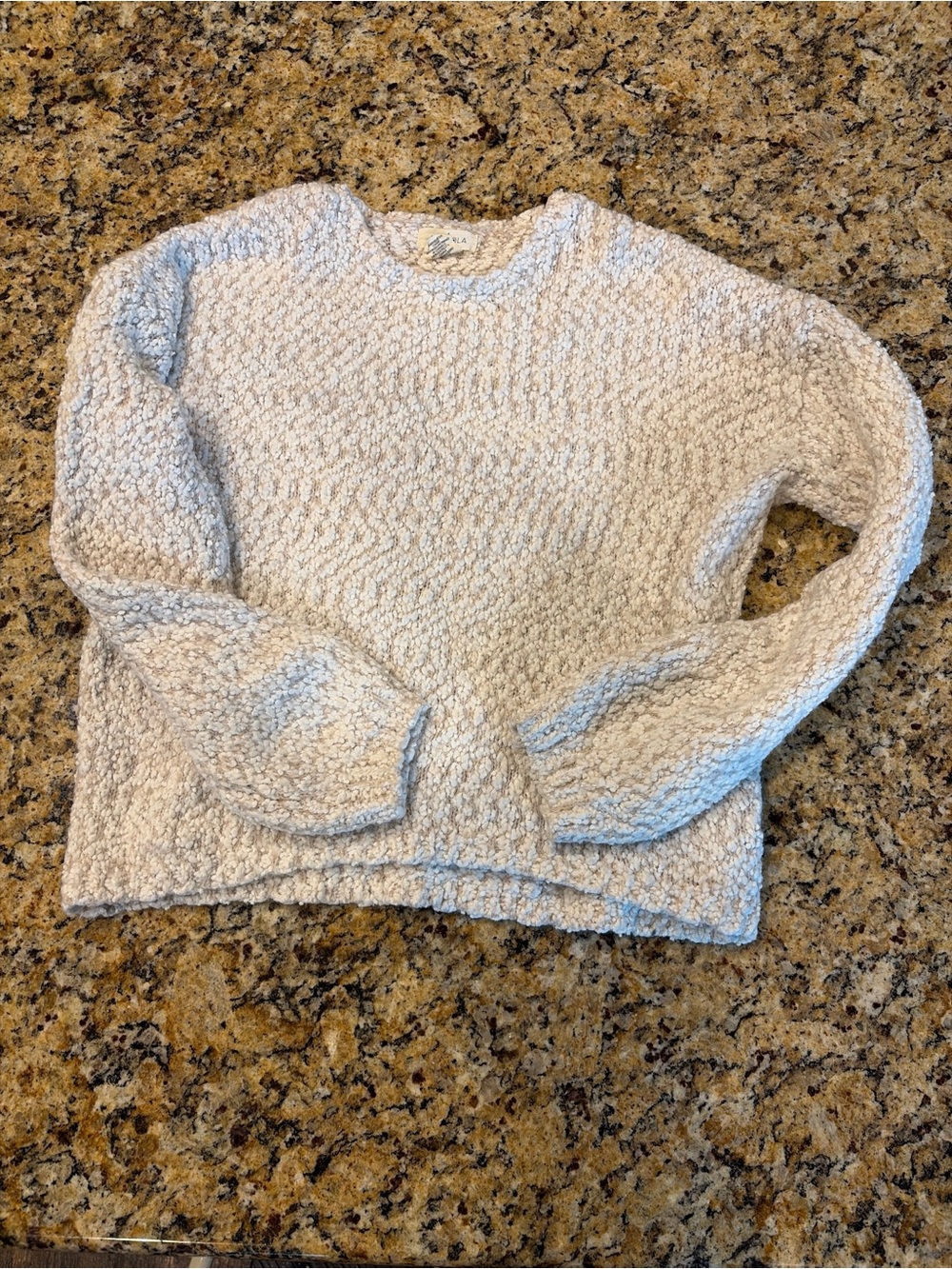 Yes Lola Cream textured Boucle Popcorn Knit Crewneck Sweater